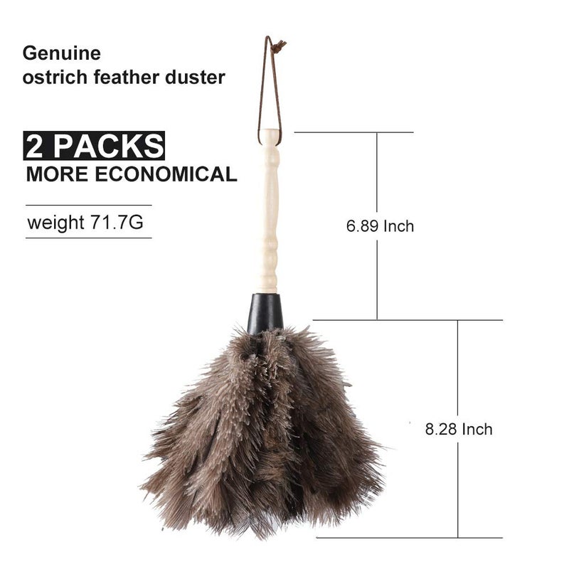 Midoneat Natural Gray Ostrich Feather Duster,2 Packs,Car Duster Interior/Exterior Cleaner, Cleaning for Blinds Kitchen Keyboard Office, Smart and Soft and Fluffy (Gray) - Image 2